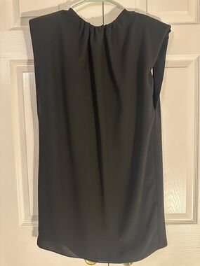 Zara Black Sleeveless Blouse with Gathered Neck